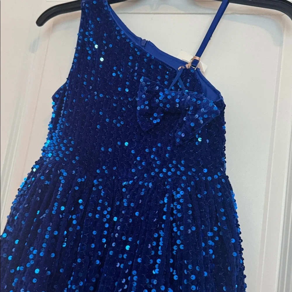 Girls One-Shoulder Sequin Party Dress - Royal Blue